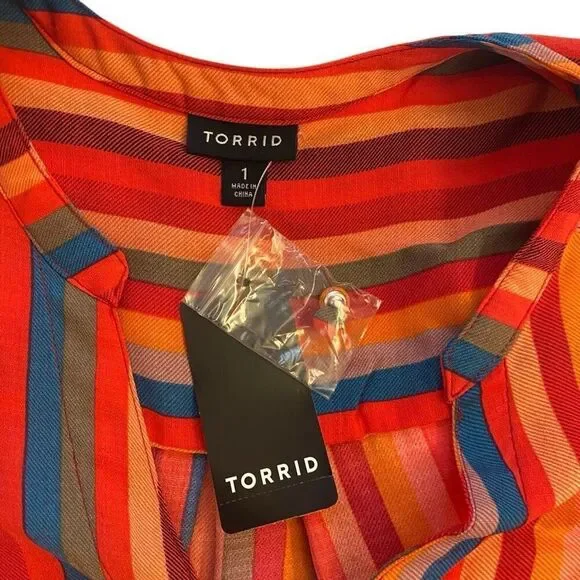 Torrid NWT bright color striped button tank Size 1X - Picture 6 of 6